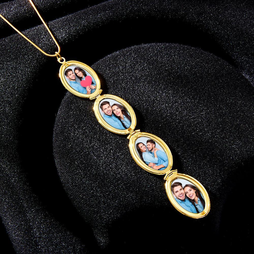 Custom Photo Necklace Container Oval Locket Pendant Necklace Gift for Women - soufeelau