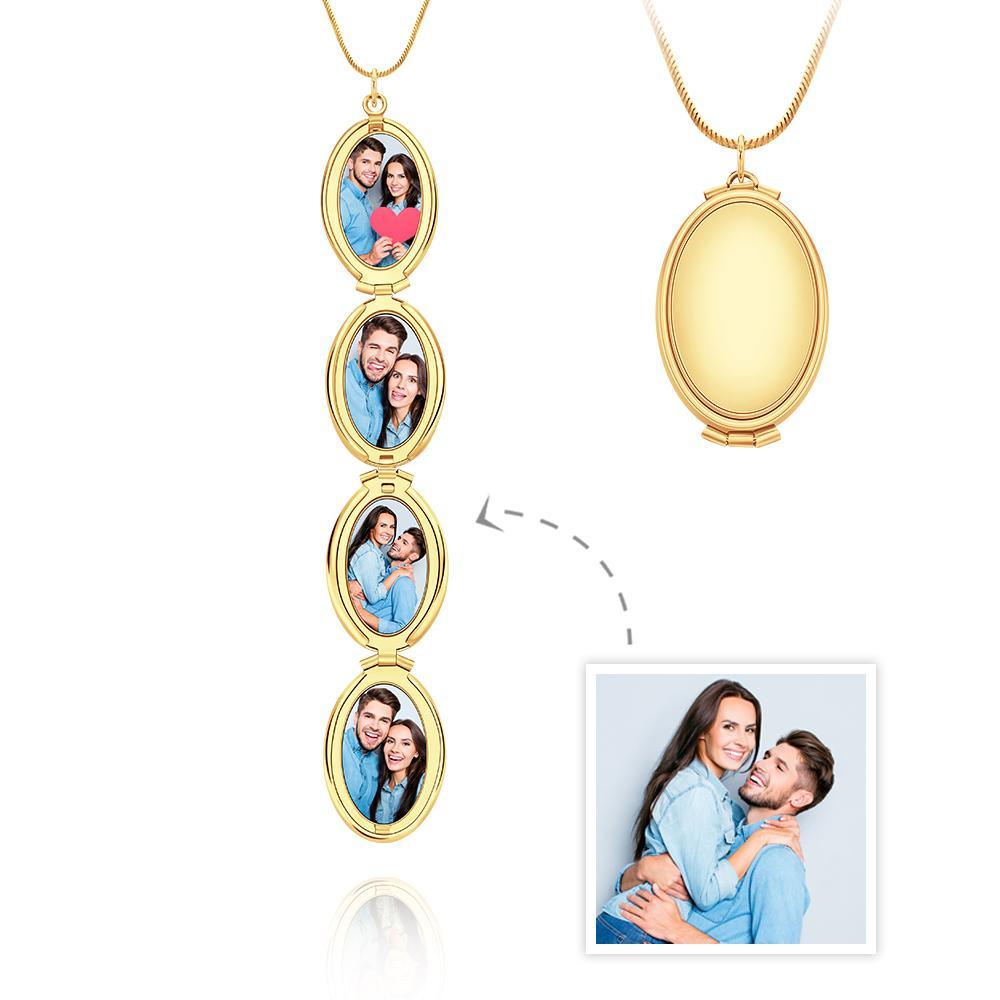 Custom Photo Necklace Container Oval Locket Pendant Necklace Gift for Women - soufeelau