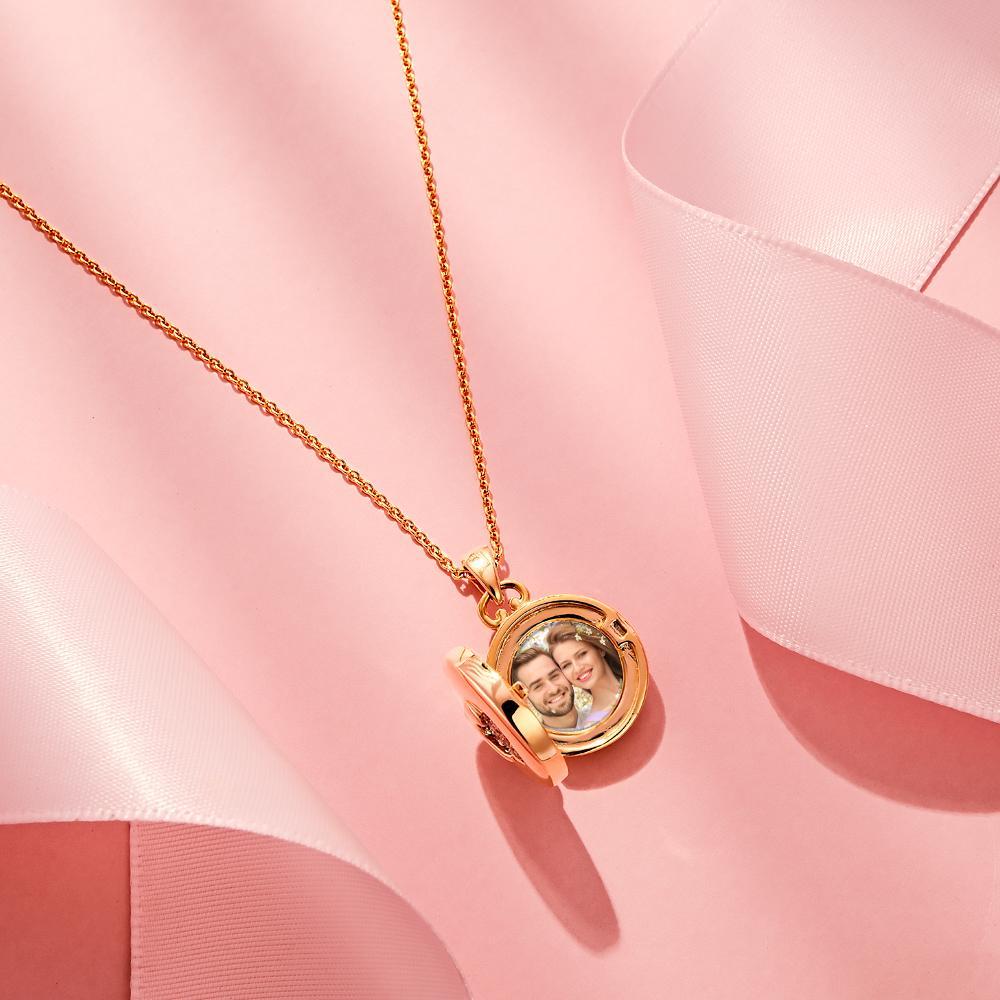Personalized Photo Locket Necklace Elegant Birthstone Oval Shape Pendant Necklace Jewelry - soufeelau