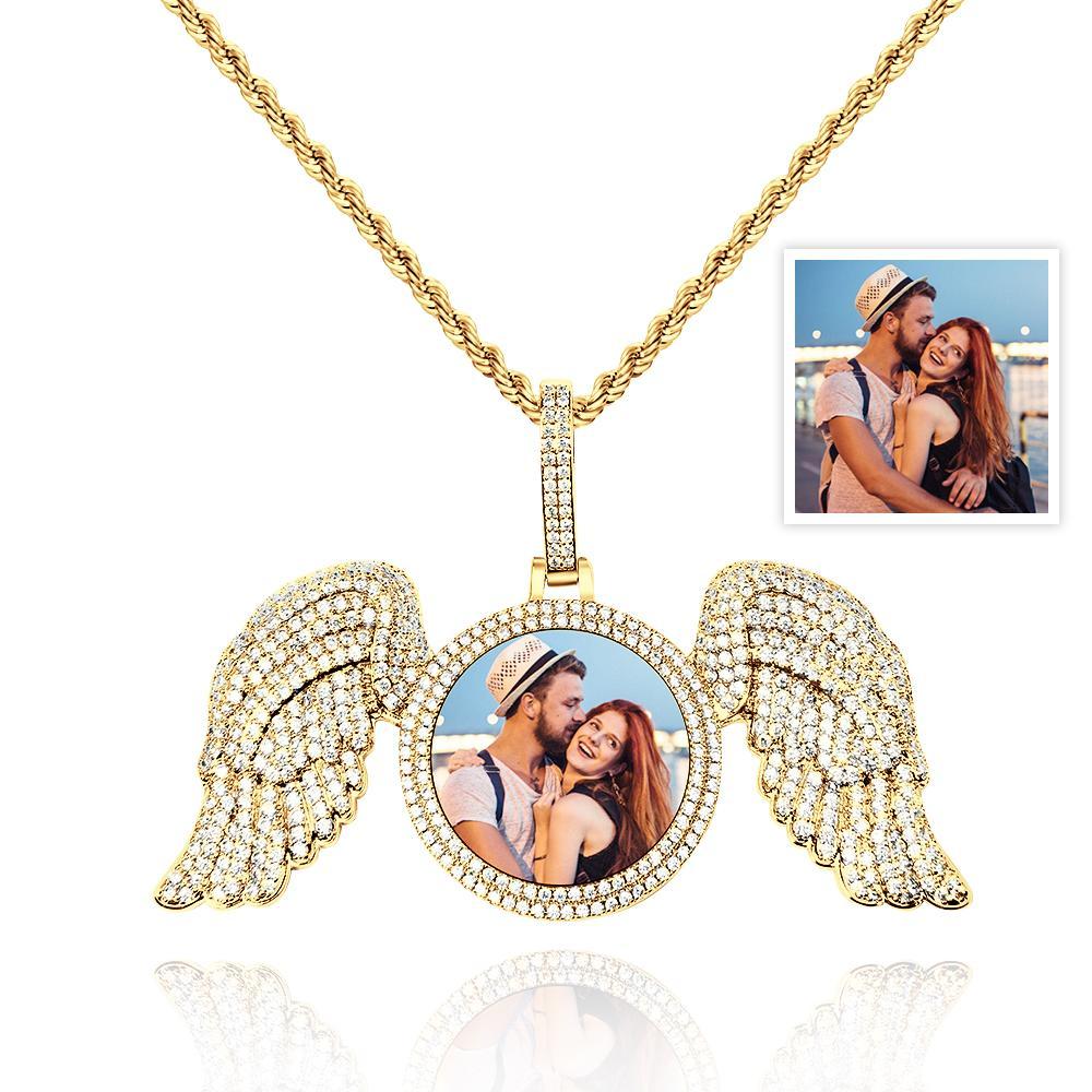 Custom Photo Necklace Angel Wings Sweater Chain Gifts - soufeelau