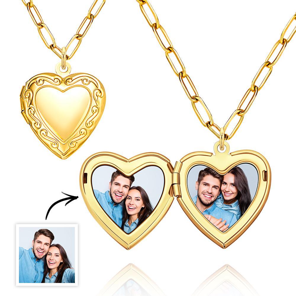 Gold Vintage Heart Locket Necklace Personalized Gift for Best Friend Sibling Christmas Gift - soufeelau