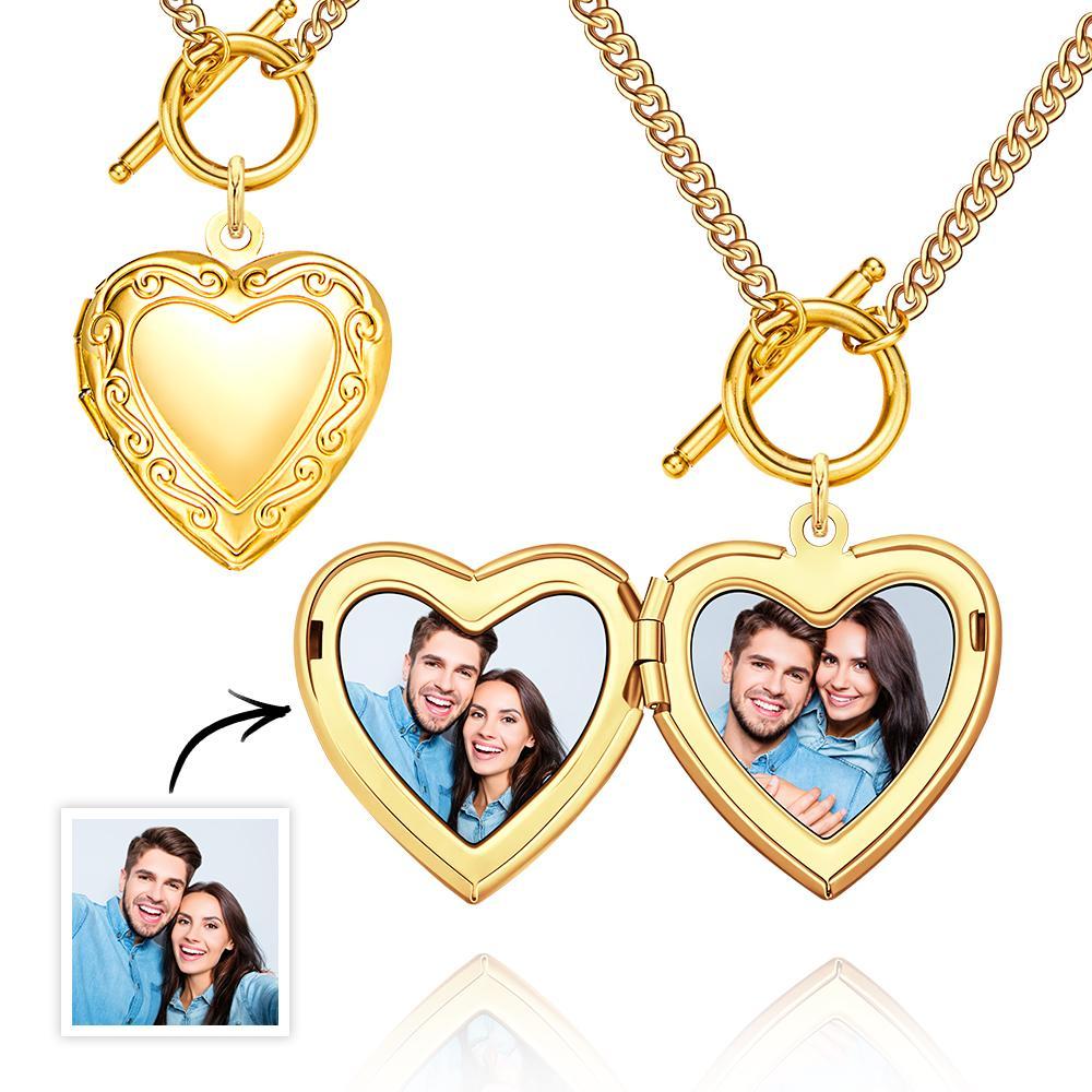 Gold Vintage Heart Locket Necklace Personalized Gift for Best Friend Sibling Christmas Gift - soufeelau