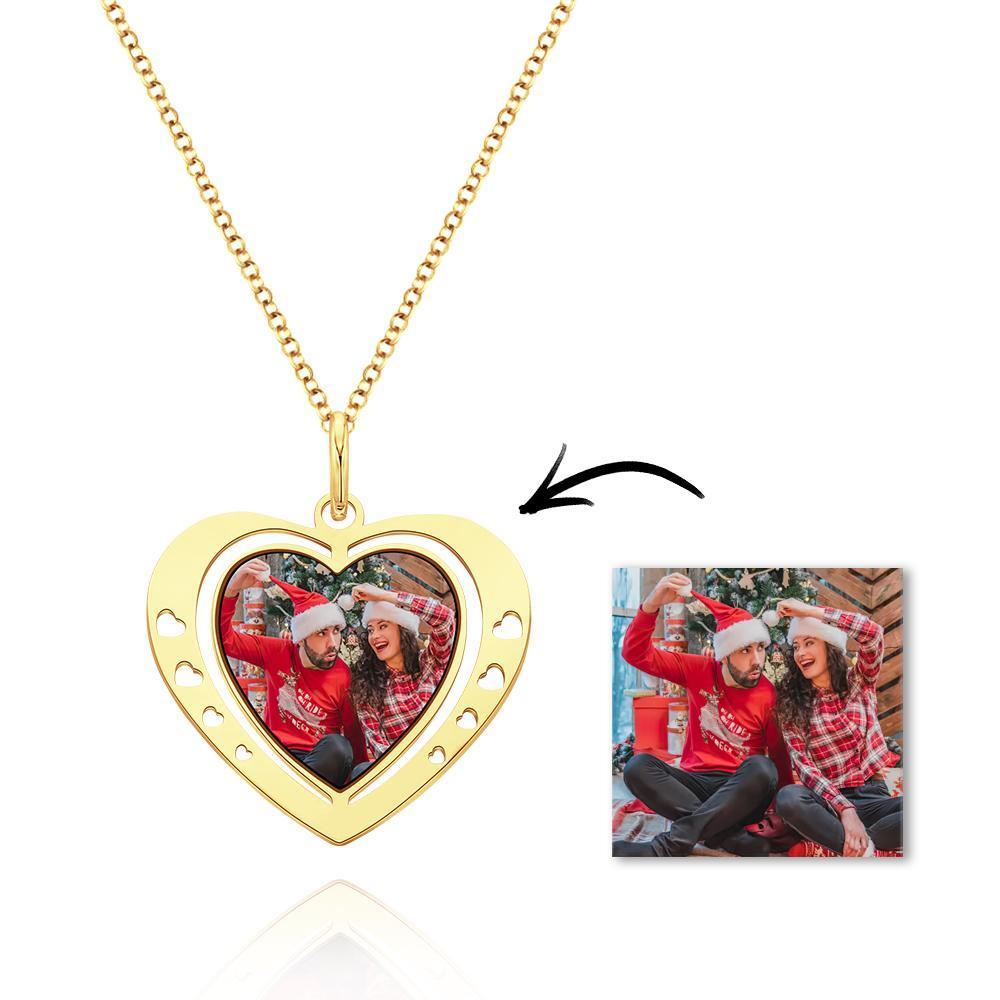 Custom Photo Necklace Heart Shaped Lovers Christmas Gifts