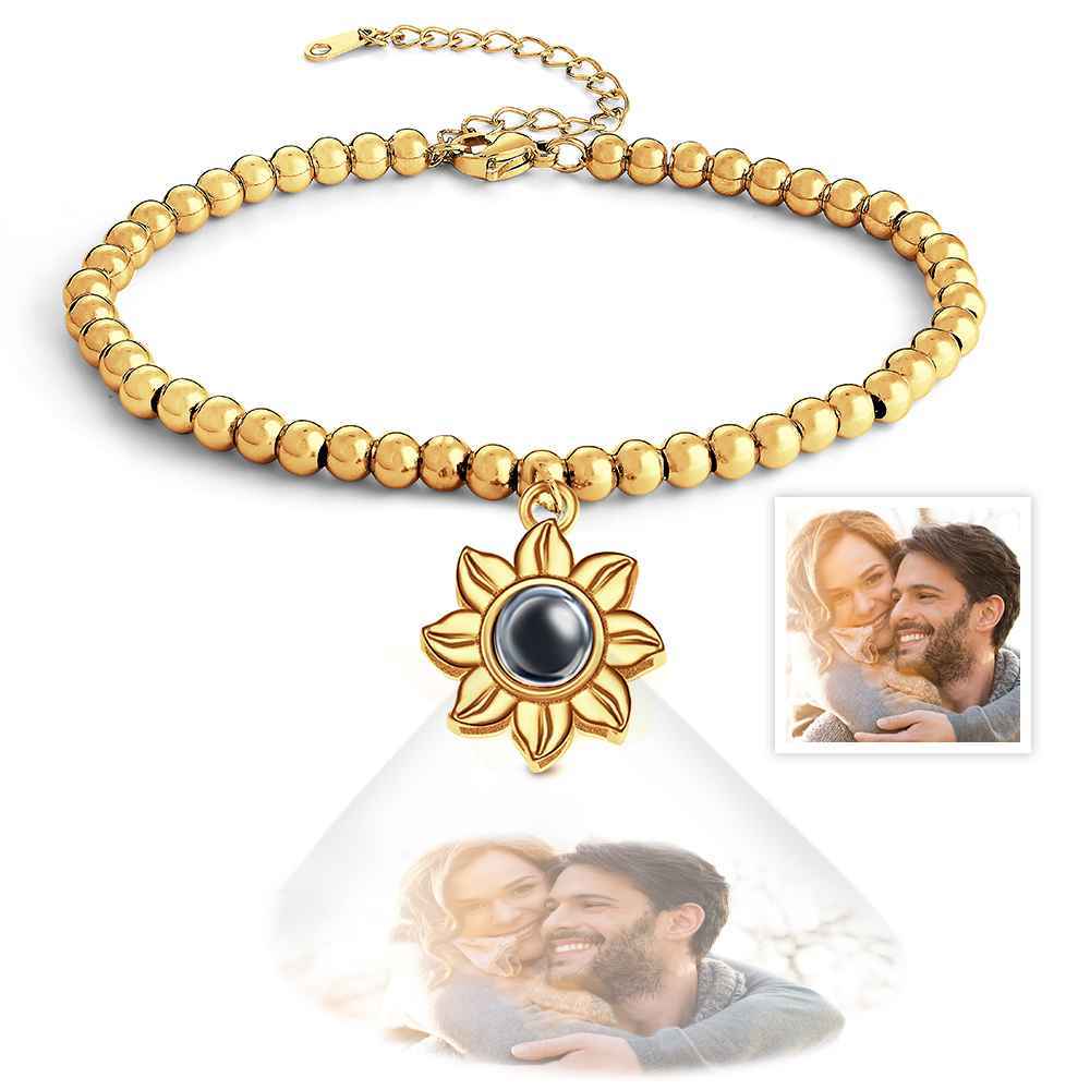 Personalized Photo Projection Sunflower Bracelet Exquisite Memorial  Bracelet Jewelry For Her - soufeelau