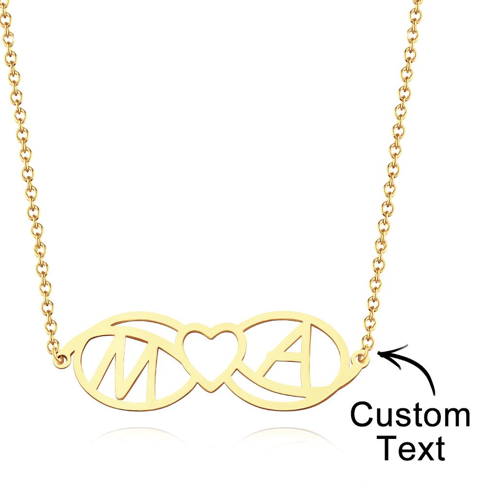 Love Name Necklace Personalized Love Heart Infinite Initials Necklace Gift for Her - soufeelau