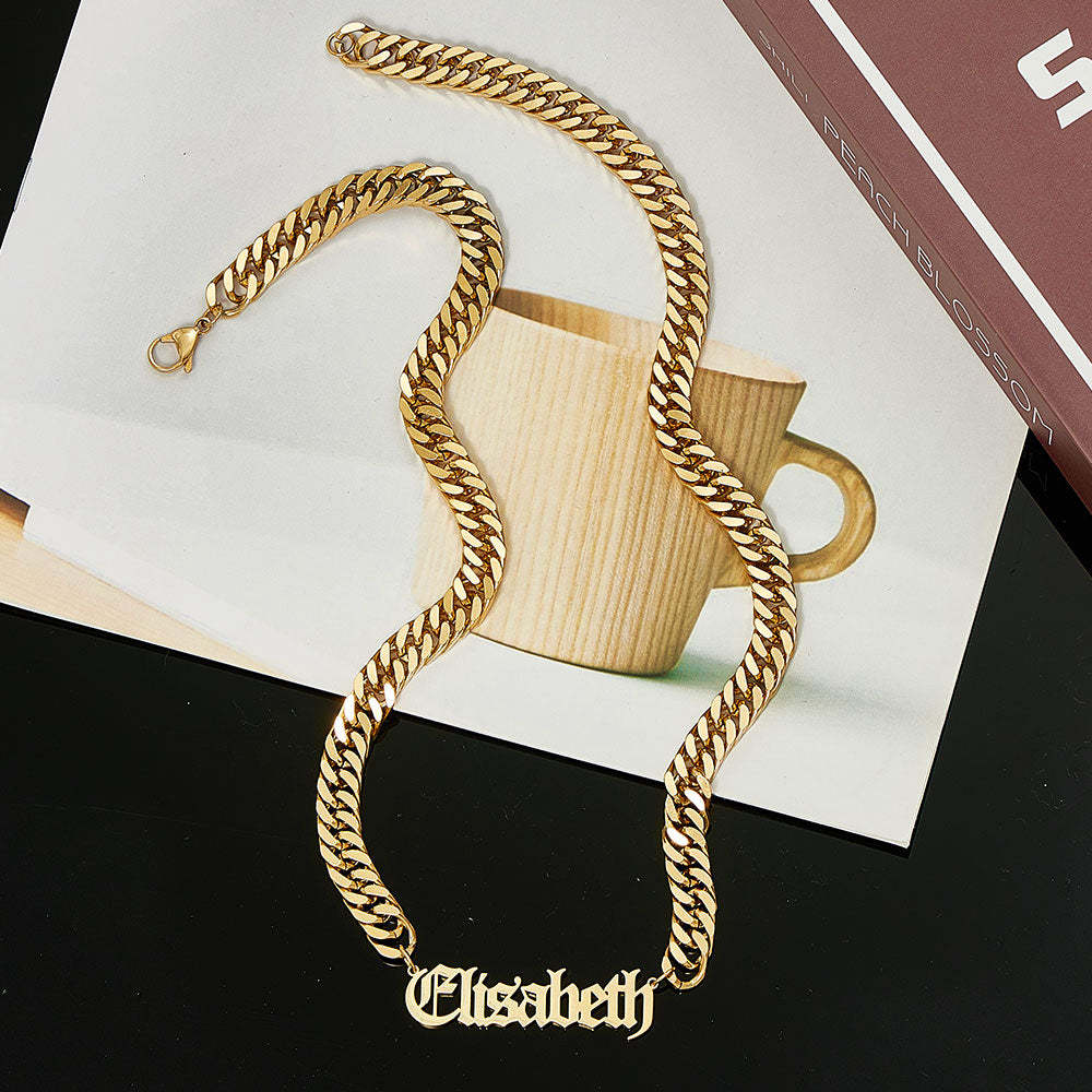Custom 8mm Thick Cuban Chain Personalized Name Choker Gift for Women Men - soufeelau