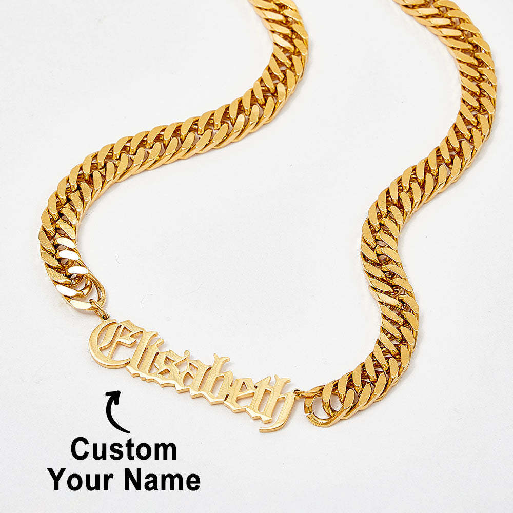Custom 8mm Thick Cuban Chain Personalized Name Choker Gift for Women Men - soufeelau