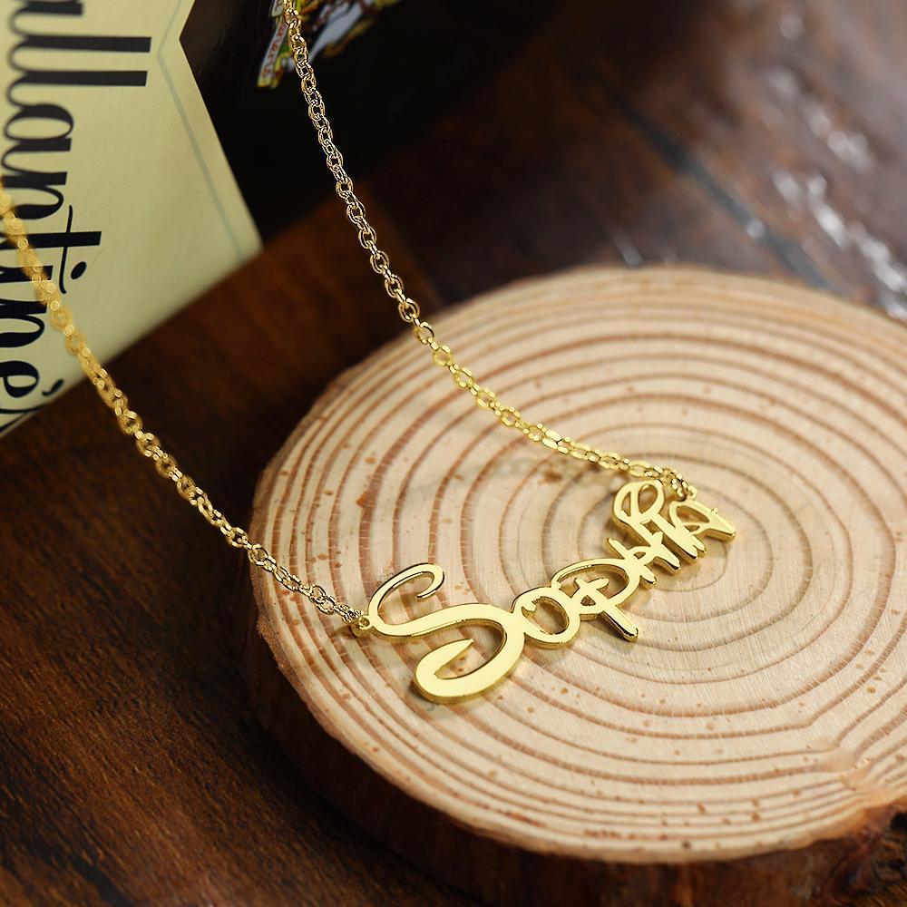 Name Necklace Custom Special Style Name Gift 14K Gold Plated