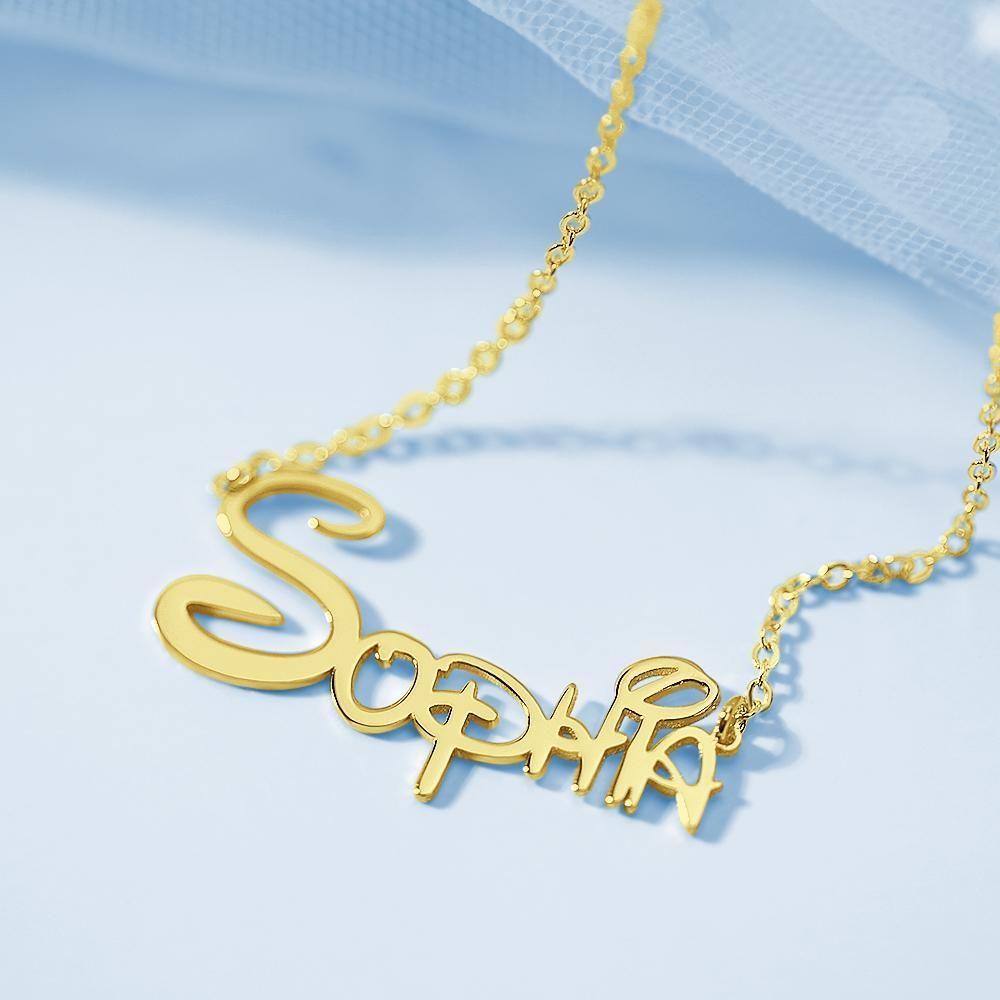 Name Necklace Custom Special Style Name Gift 14K Gold Plated