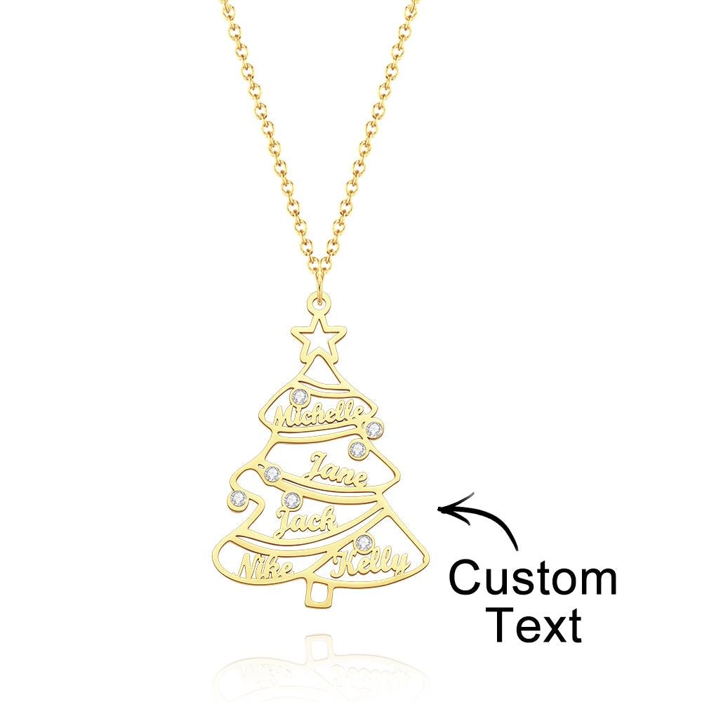 Custom Engraved Necklace Christmas Family Tree Rhinestone Gifts - soufeelau