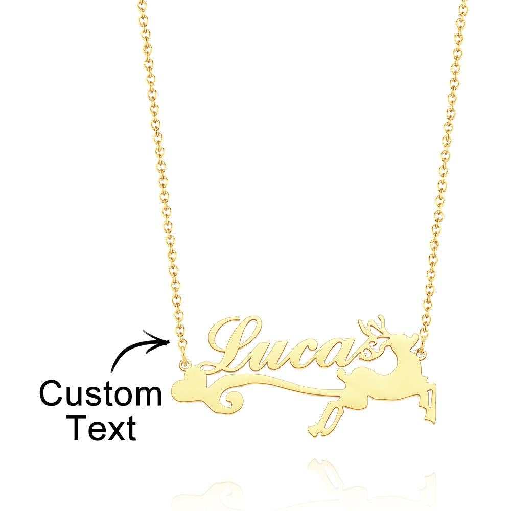 Custom Engraved Necklace Christmas Elk Simple Gifts - soufeelau