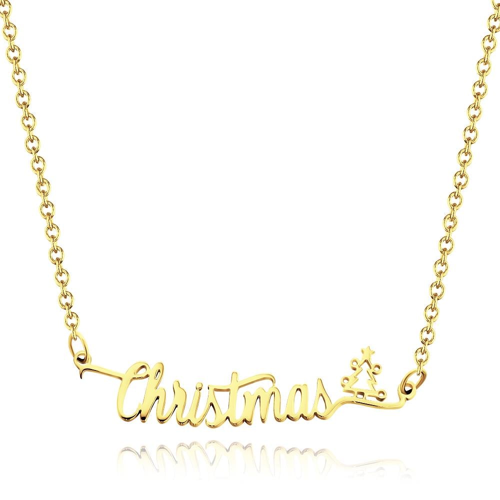 Custom Name Necklace with Christmas Tree Jewelry Gift for Christmas - soufeelau