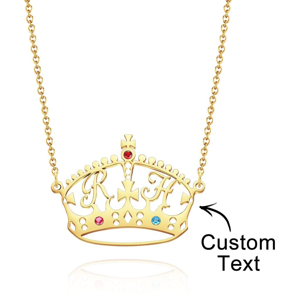 Custom Engraved Diamond Exchange Necklace Tiara Shaped Necklace Gift to Her - soufeelau