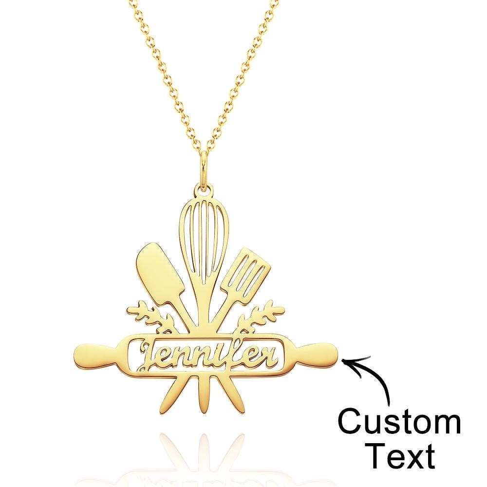 Custom Engraved Cooking Name Pendant Necklace Gift for Her - soufeelau