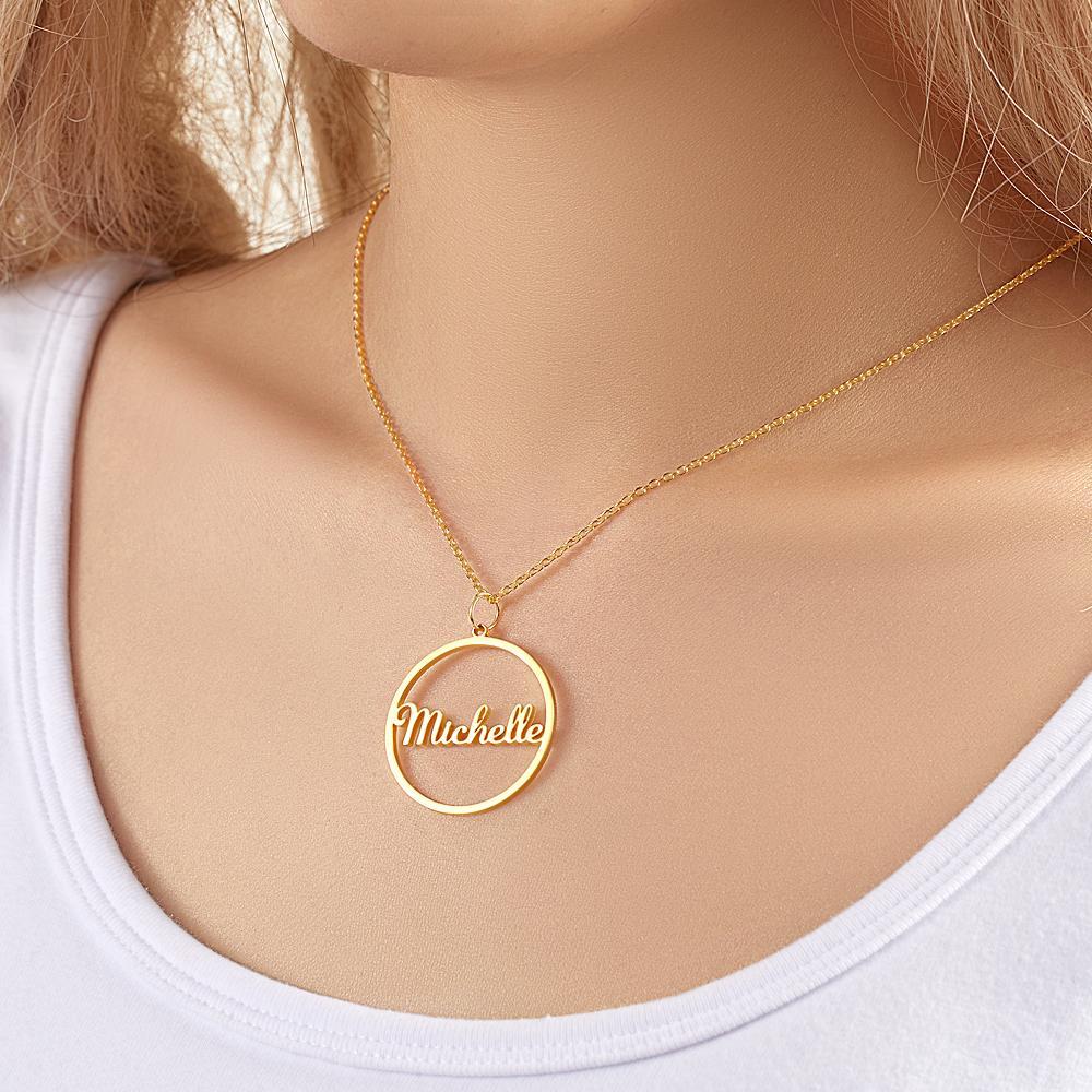 Custom Engraved Necklace Simple Circular Pendant Necklace Gift for Mom - soufeelau