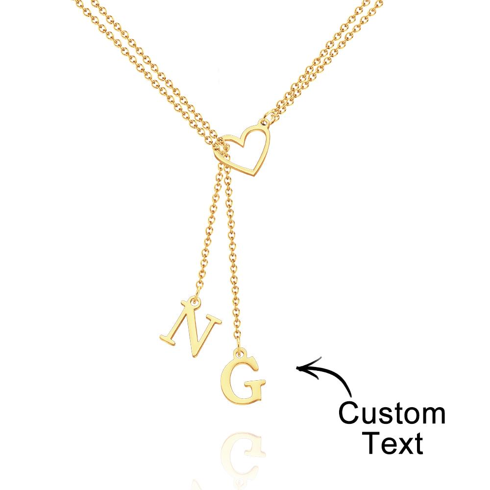 Custom Engraved Necklace Heart Shaped Letter Necklace Gift for Her - soufeelau
