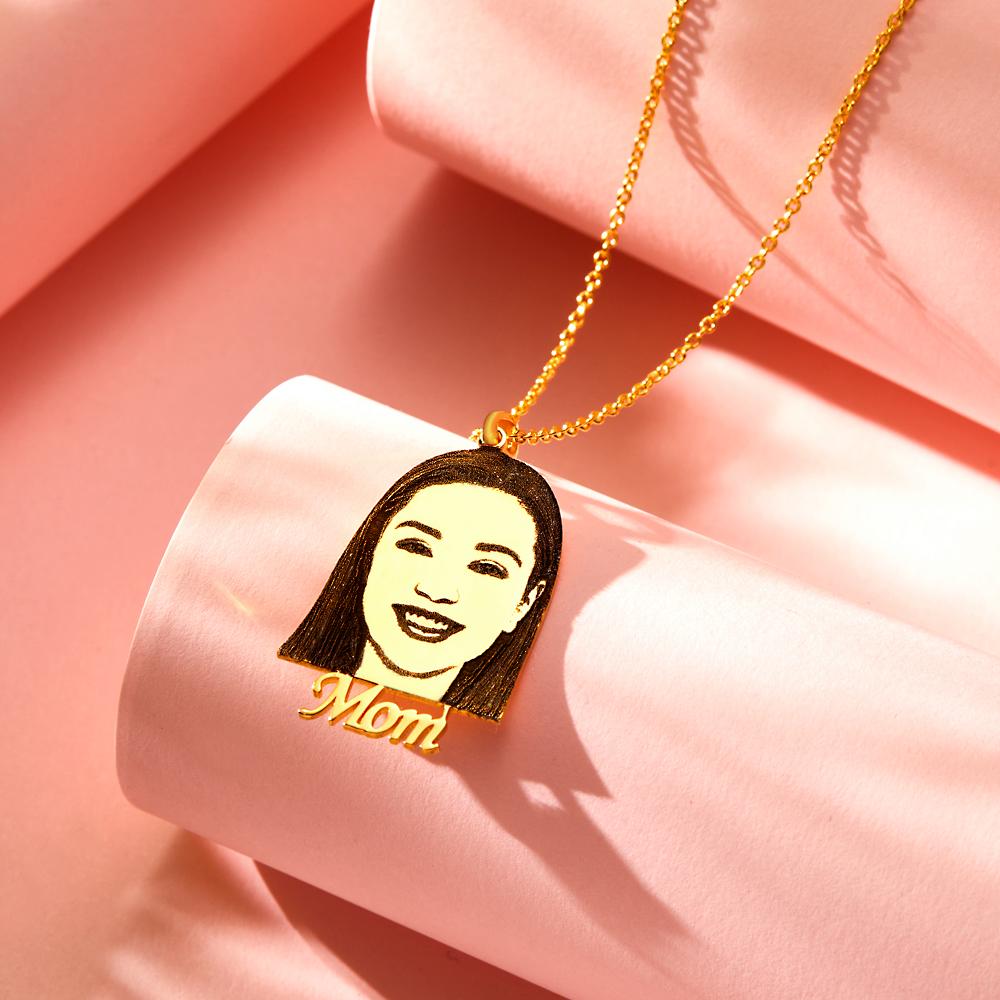 Custom Photo Engraved Necklace Custom Face Creative Gifts - soufeelau