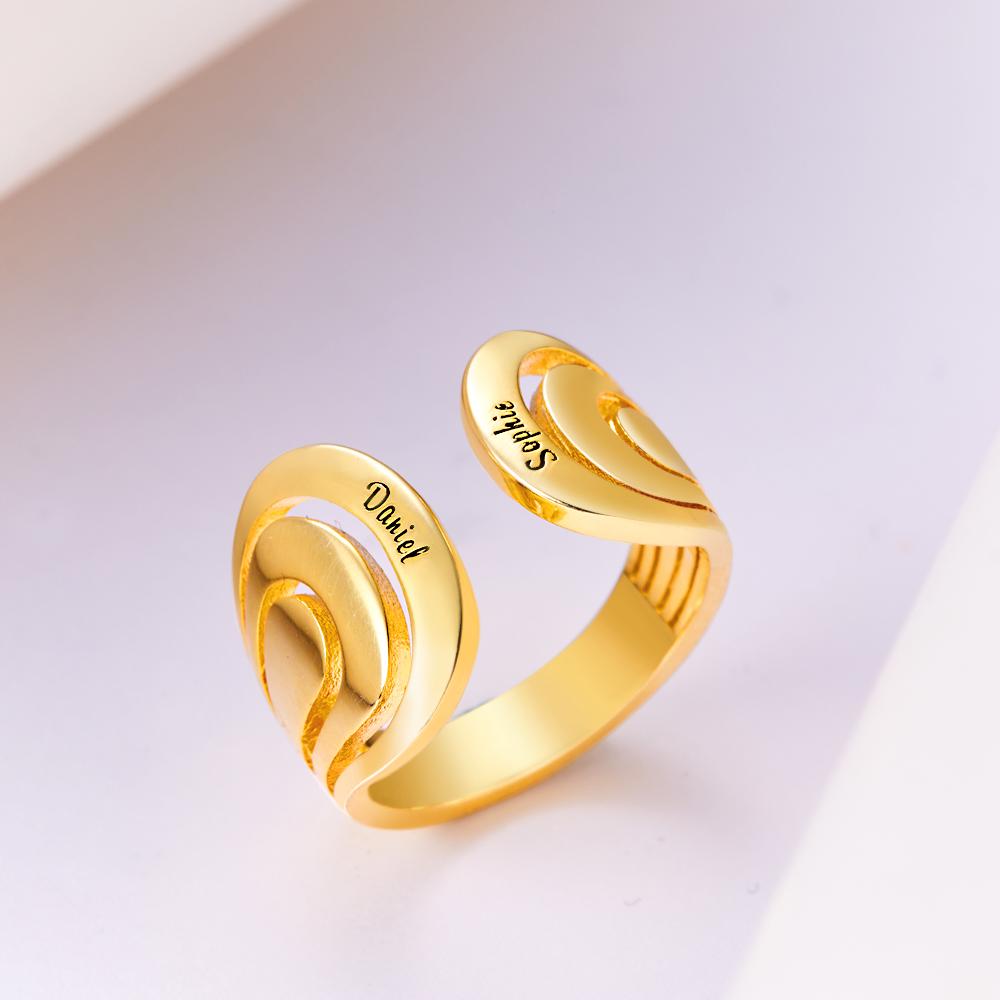 Custom Engraved Hug Name Rings New Design Gift for Her - soufeelau