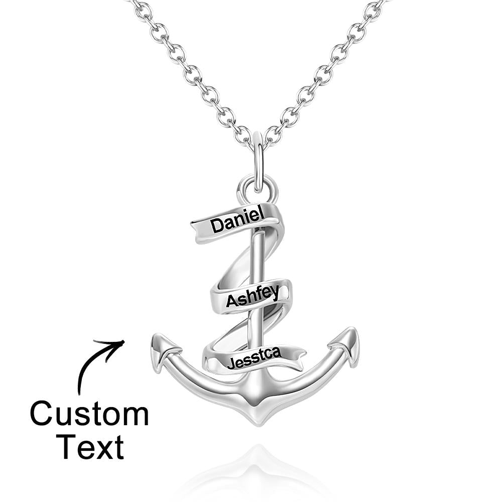 Custom Engraved Necklace Anchor Pendant Necklace Creative Gift - soufeelau