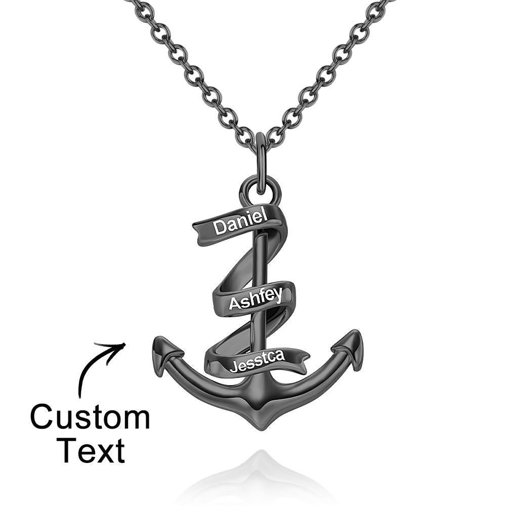 Custom Engraved Necklace Anchor Pendant Necklace Creative Gift - soufeelau