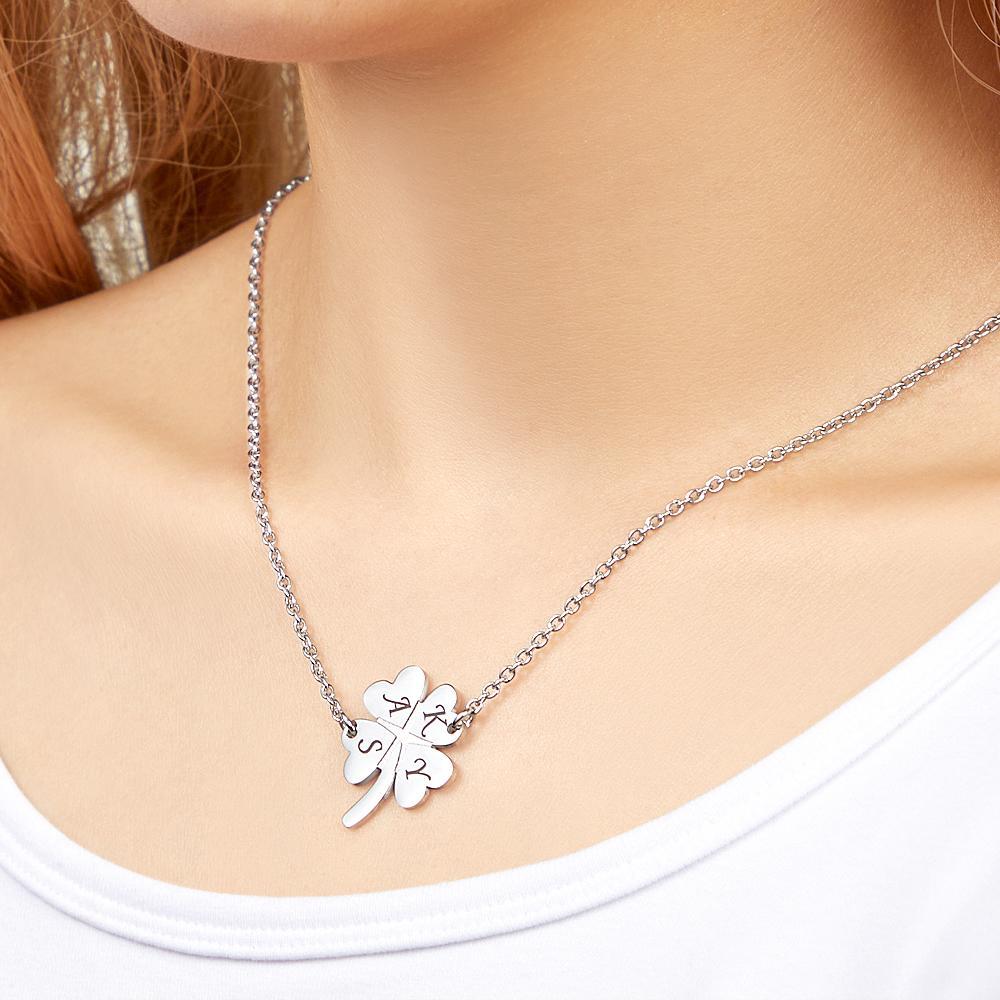 Custom Engraved Necklace Loving Lucky Leaf Necklace Gift for Women - soufeelau