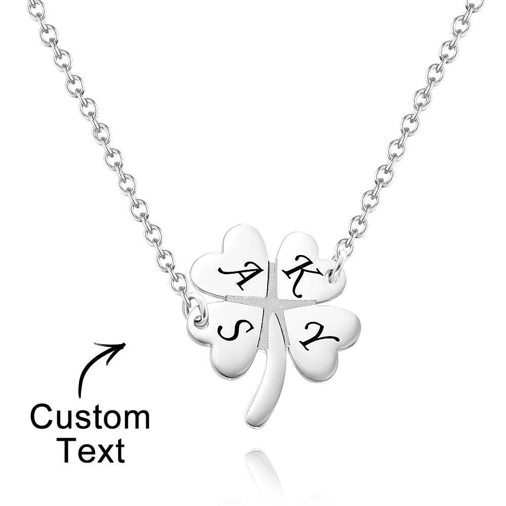 Custom Engraved Necklace Loving Lucky Leaf Necklace Gift for Women - soufeelau