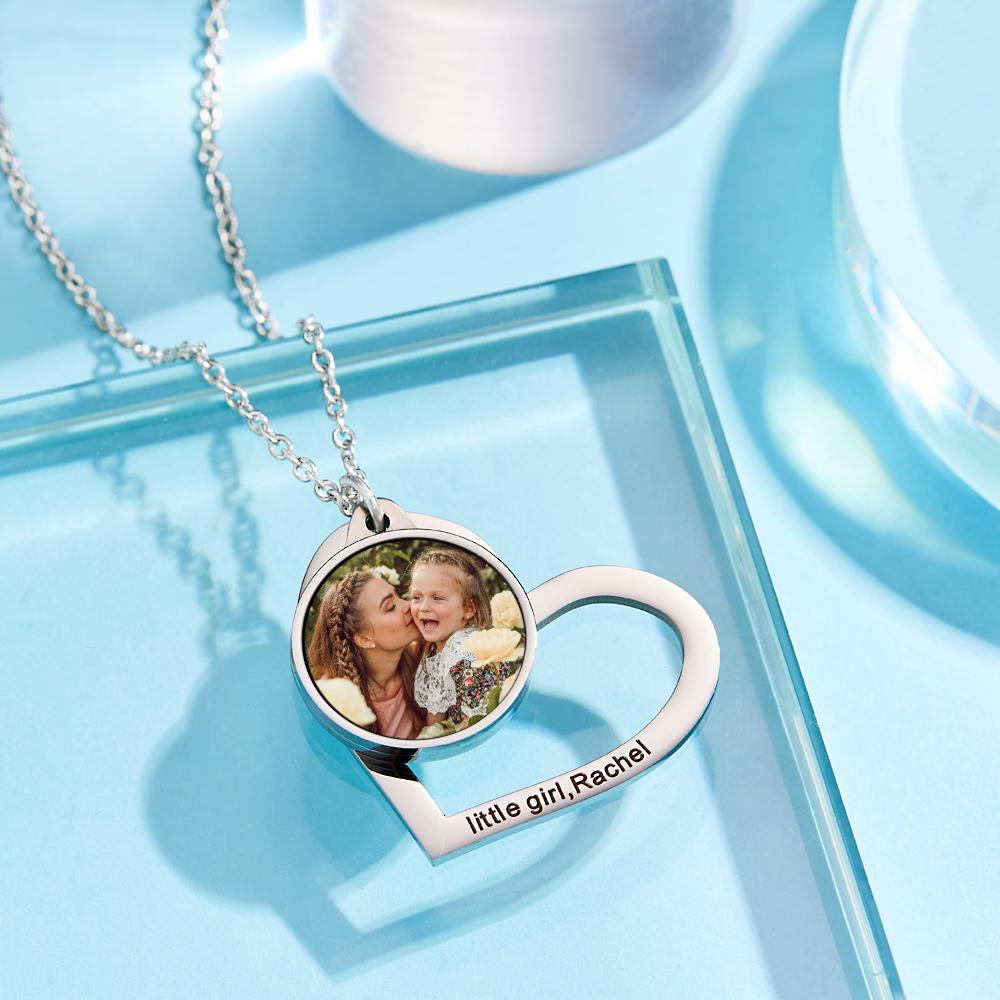 Custom Photo Engraved Necklace Heart-shaped Creative Gifts - soufeelau