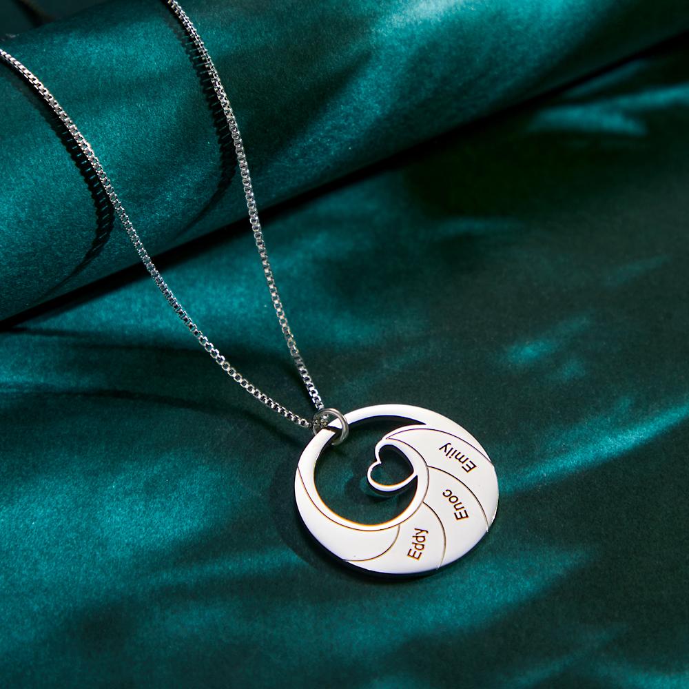 Custom Engraved Necklace Round Spiral Heart Simple Gifts - soufeelau