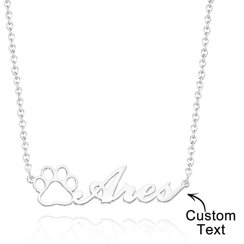 Personalized Pet Paw Print Name Necklace Lovely Animal Paw Necklace Jewelry - soufeelau