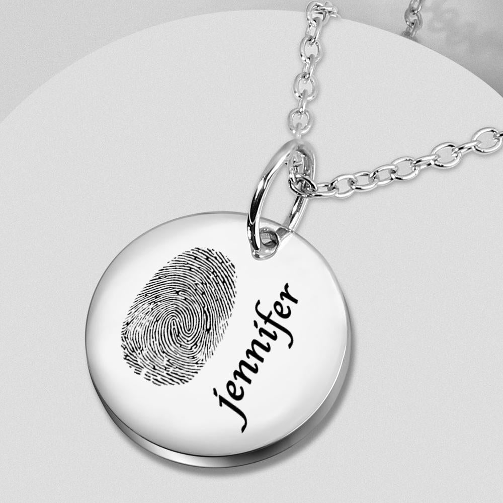 Custom Photo Necklace fingerprint Necklace Engraved Necklace Coin Necklace Gift For Boyfriend - soufeelau