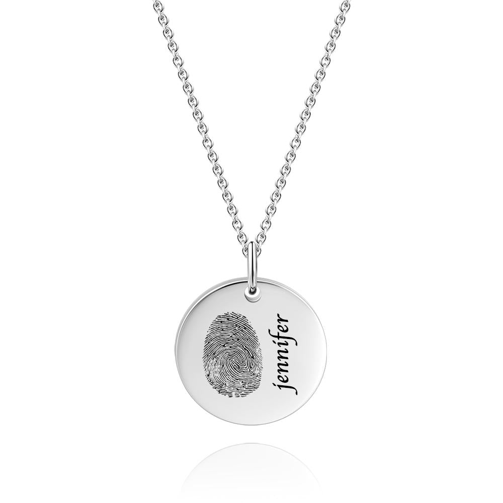Custom Photo Necklace fingerprint Necklace Engraved Necklace Coin Necklace Gift For Boyfriend - soufeelau