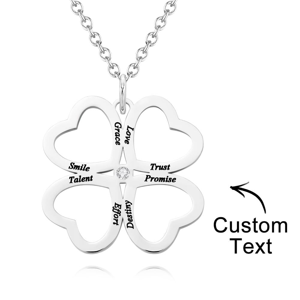Personalized Four Leaves Clover Necklace Custom Unique Name Necklace for Her - soufeelau