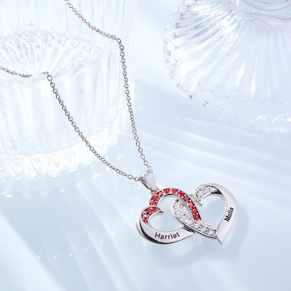 Custom Engraved Necklace Interlocked Heart Design Gifts - soufeelau