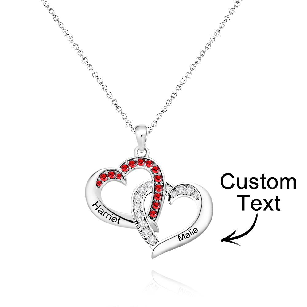 Custom Engraved Necklace Interlocked Heart Design Gifts - soufeelau