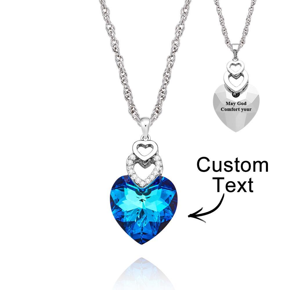 Custom Engraved Necklace Heart Colorful Light Crystal Delicate Gifts - soufeelau