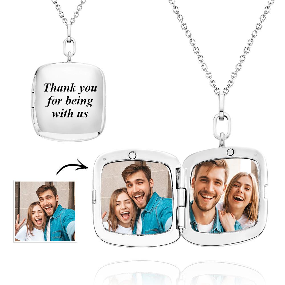 Custom Locket Photo Necklace Personalized Engraved Memorial Picture Pendant Gift For Her - soufeelau