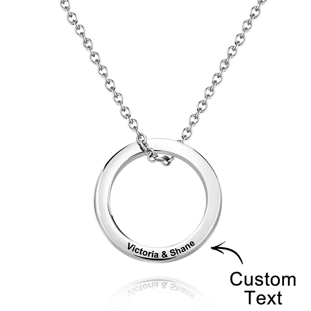 Personalized Leather Chain Necklace with Stainless Steel Circle Pendant - soufeelau
