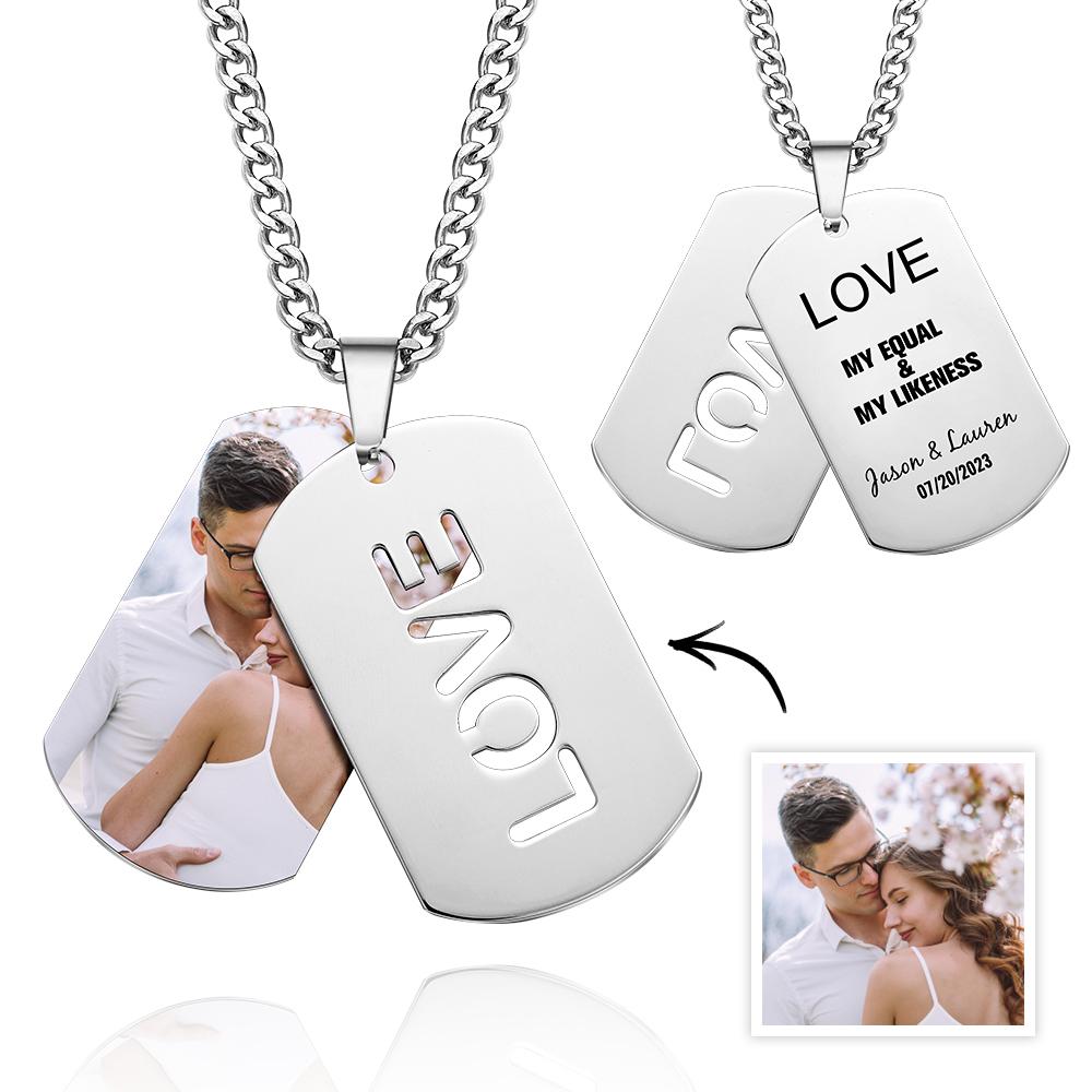 Double Dog Tag Personalised Message Steel Mens Pendants Men Women Boyfriend Bride Groomsman Gift - soufeelau