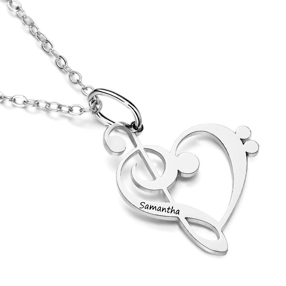 Personalized Treble Clef Bass Clef  Music Teacher Gift Engraved Necklace Music Note Appreciation Jewelry for Piano Teacher - soufeelau