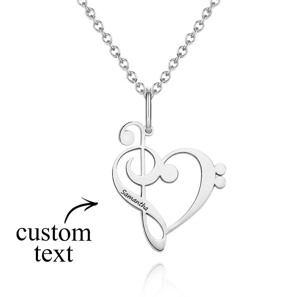 Personalized Treble Clef Bass Clef  Music Teacher Gift Engraved Necklace Music Note Appreciation Jewelry for Piano Teacher - soufeelau