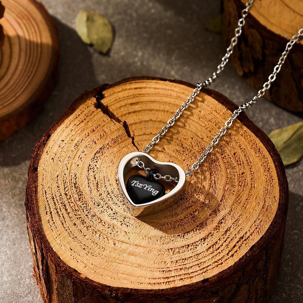 Custom Engraved Heart Memorial Urn Pendant Necklace