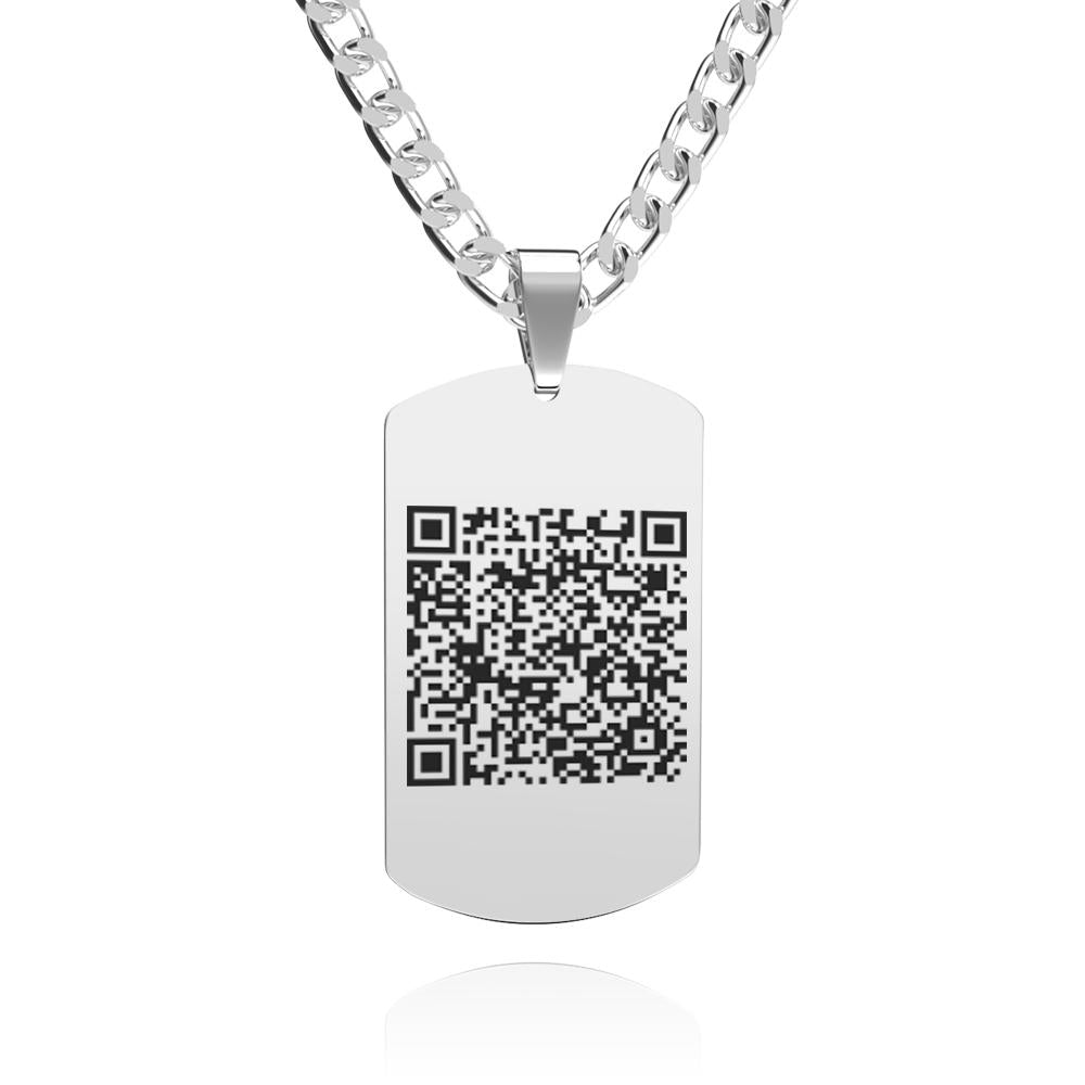 Custom QR Code Necklace Tag Engraved Necklace Gifts for Him - soufeelau