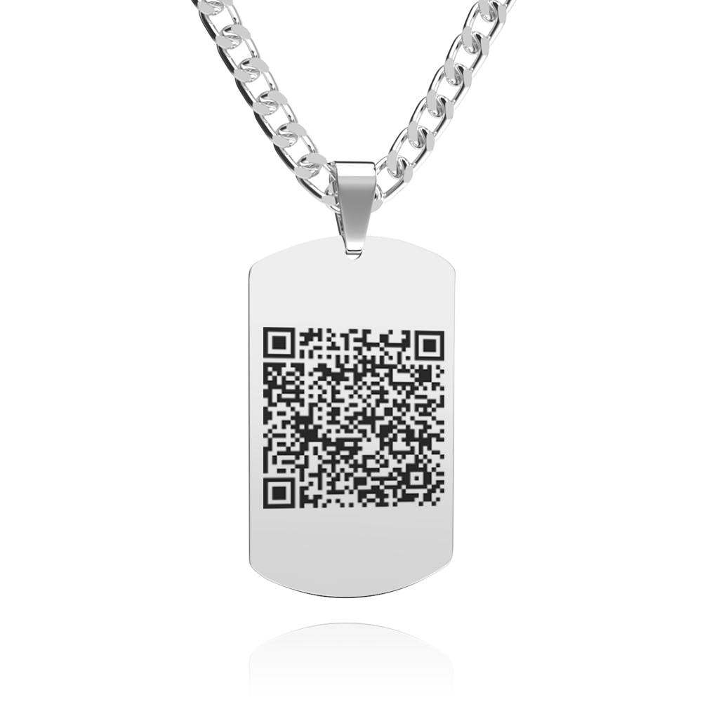 Custom QR Code Necklace Tag Engraved Necklace Gifts for Him - soufeelau