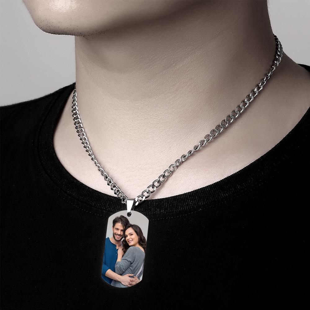 Custom QR Code Necklace Tag Engraved Necklace Gifts for Him - soufeelau
