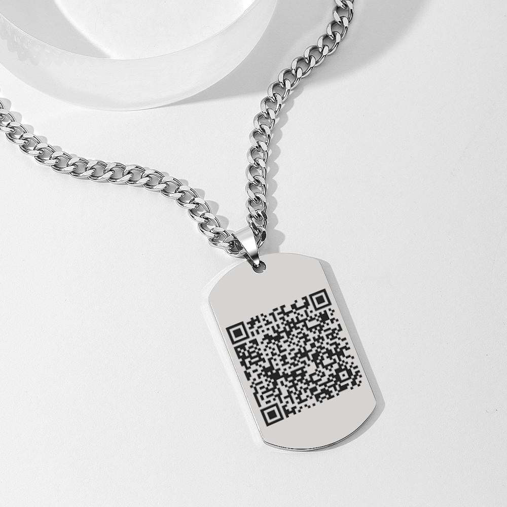 Custom QR Code Necklace Tag Engraved Necklace Gifts for Him - soufeelau