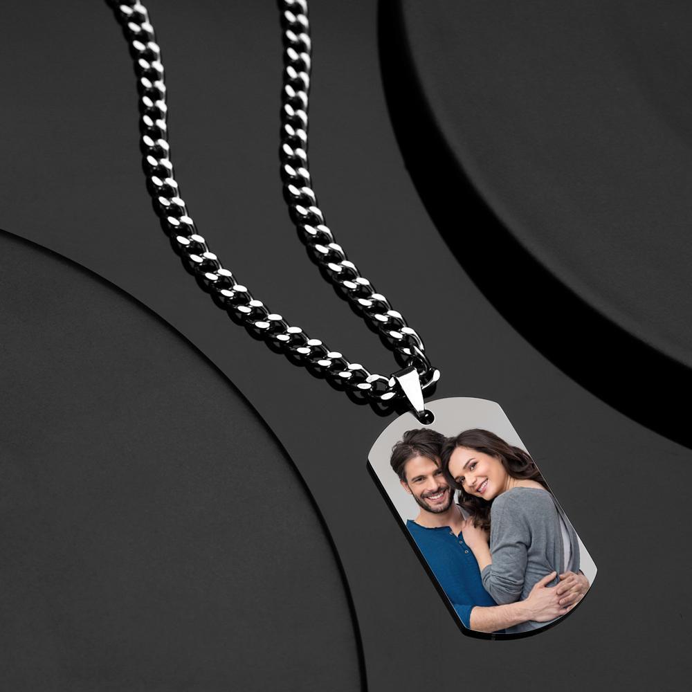 Custom QR Code Necklace Tag Engraved Necklace Gifts for Him - soufeelau