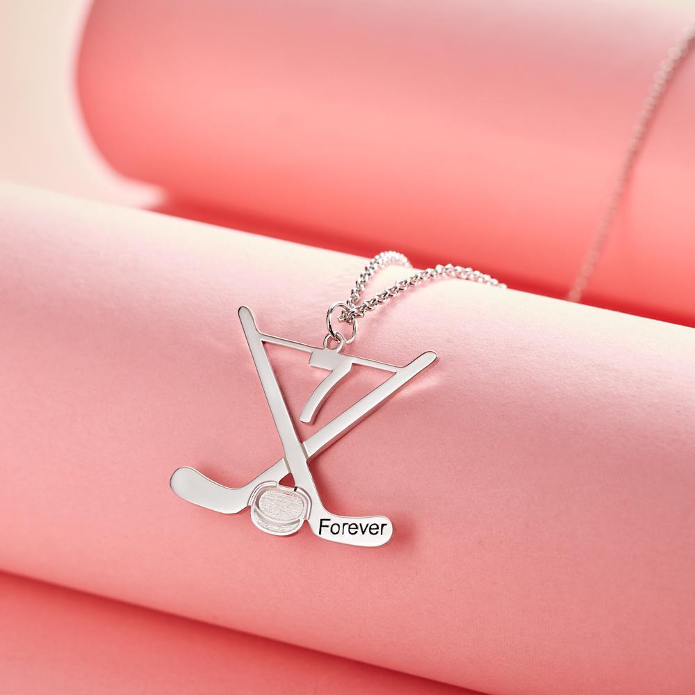 Custom Engraved Hockey Necklace Ice Hockey Sticks Jewelry Creative Gift - soufeelau