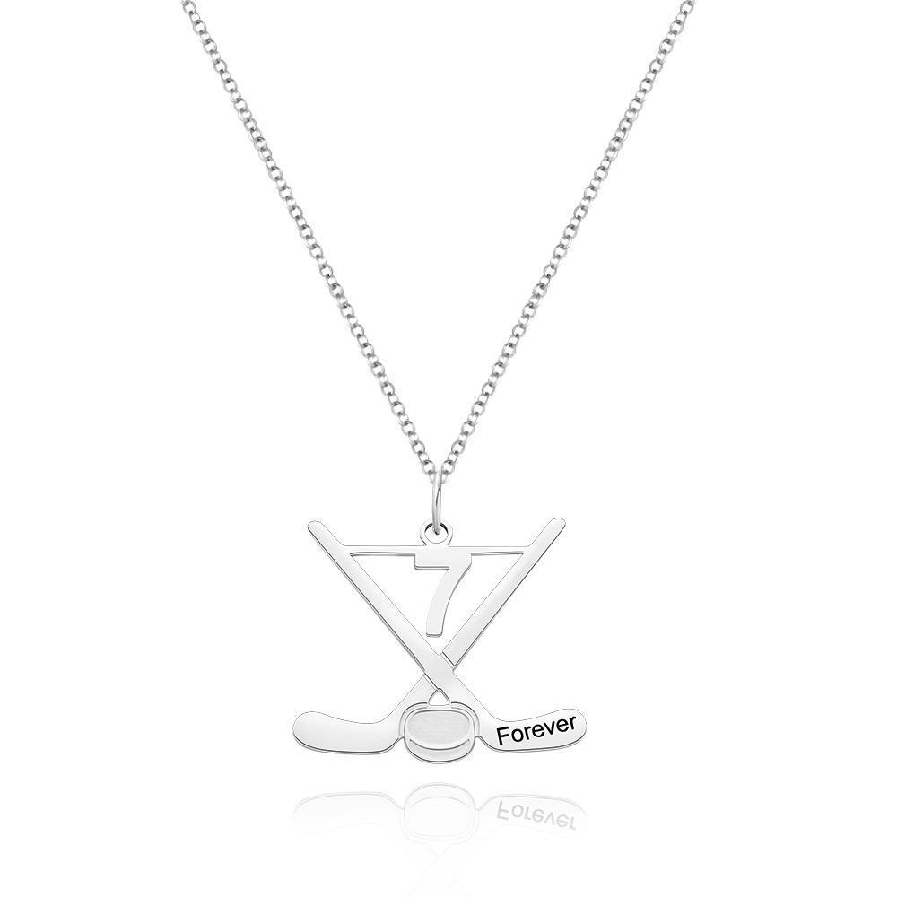 Custom Engraved Hockey Necklace Ice Hockey Sticks Jewelry Creative Gift - soufeelau