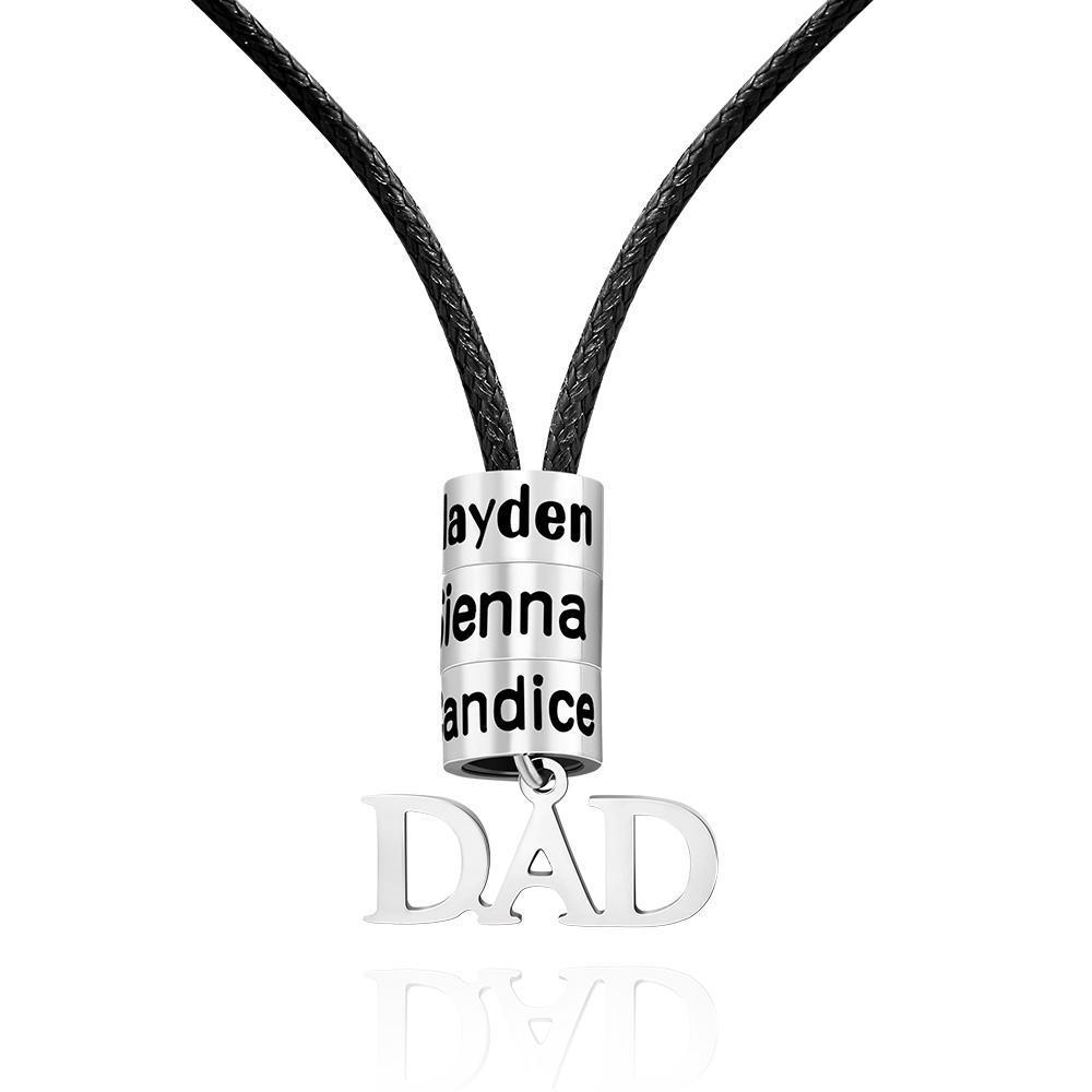 Custom Engraved Stainless Steel Bead Necklace Gifts for Dad