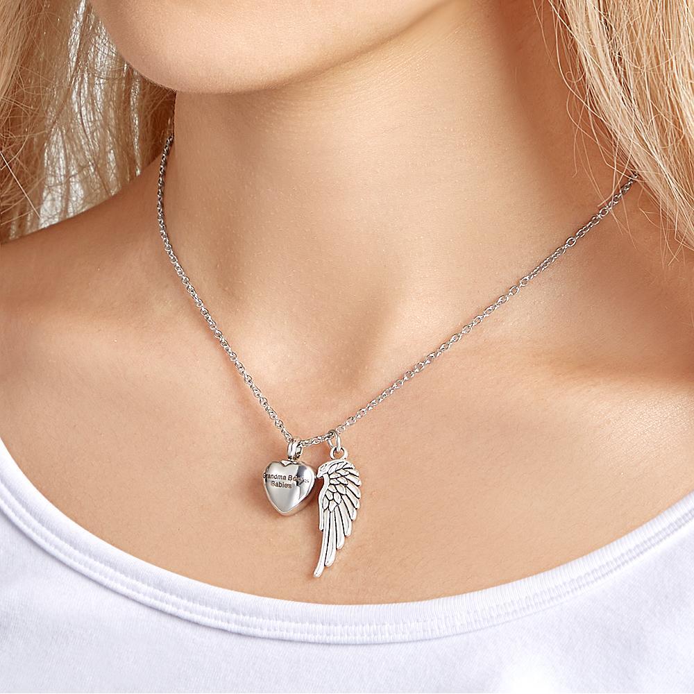 Custom Engraved Necklace Heart Pendant Necklace Memorial Jewelry - soufeelau